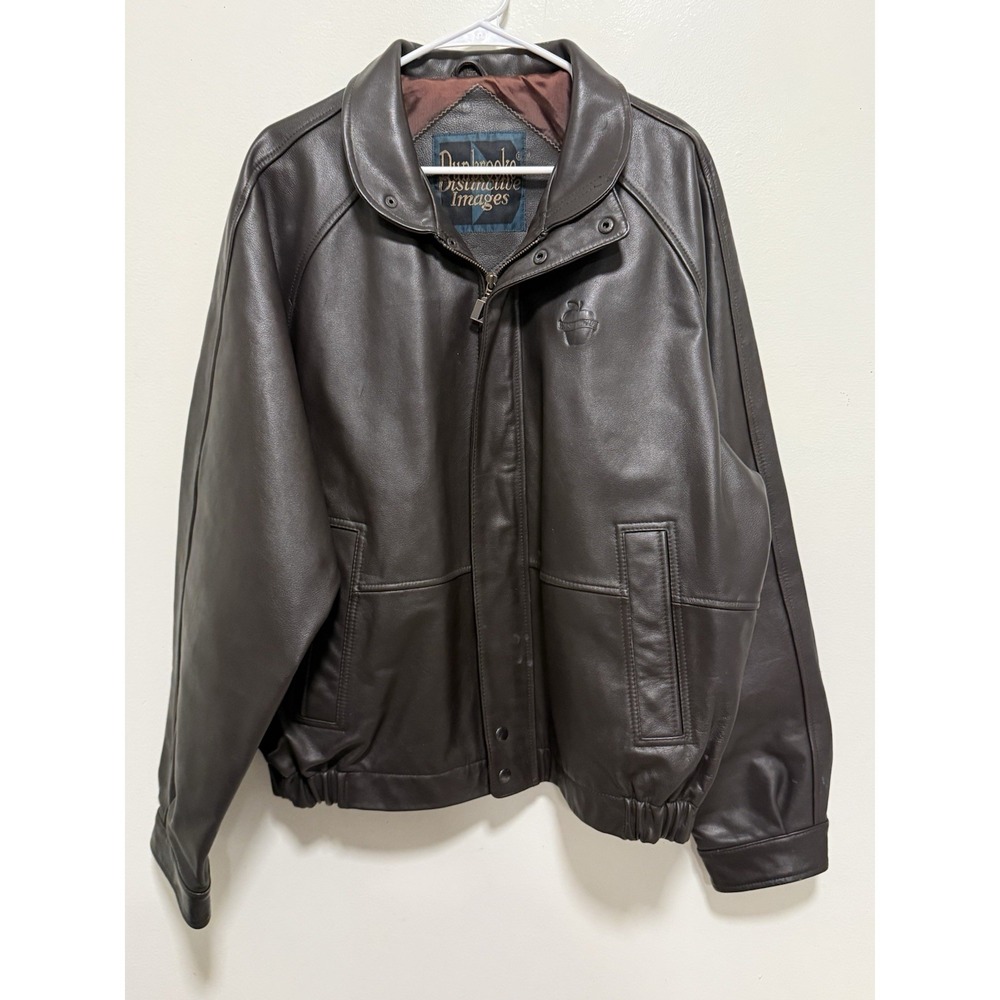 Vintage Dunbrooke Distinctive Images Brown Leather Jacket Size XL